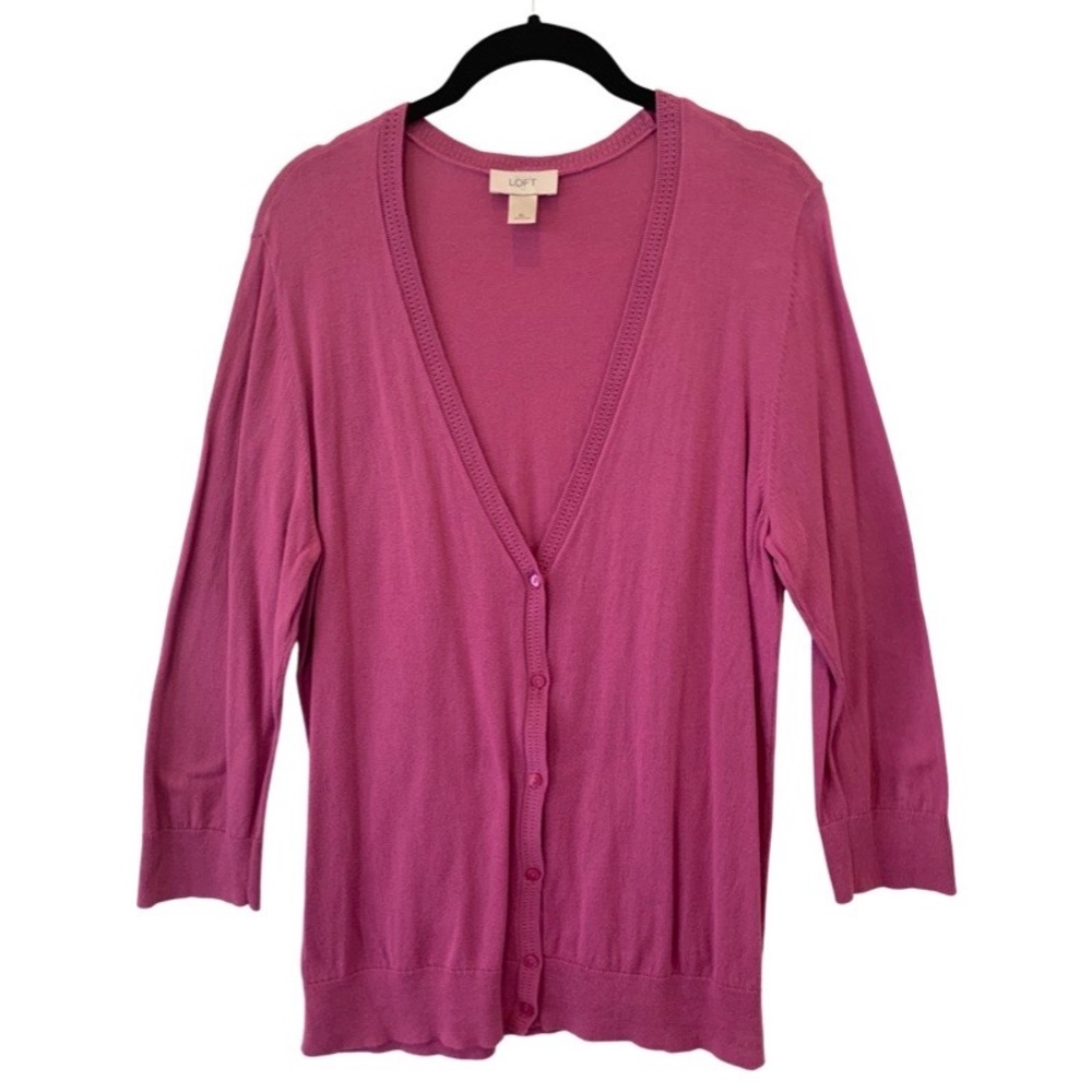 Ladies Loft Outlet Cardigan Button Up Magenta Sweater SZ XL